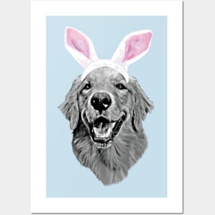 Golden Retriever Bunny Posters and Art